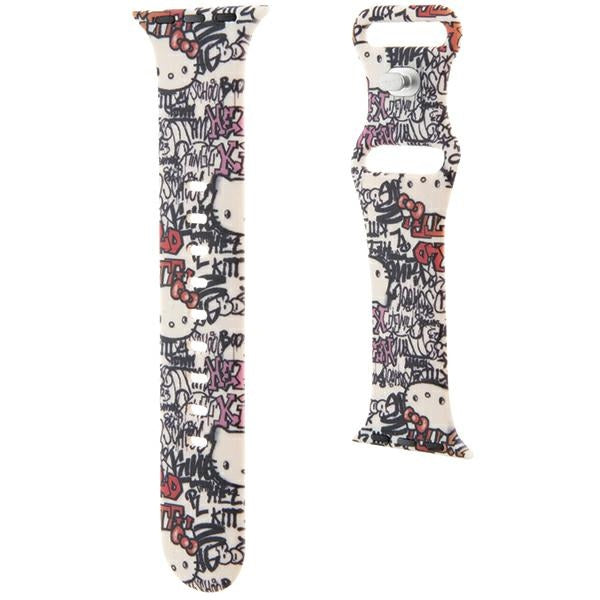 Hello Kitty Silicone Tags Graffiti -ranneke Apple Watch 42mm / 41mm / 40mm / 38mm -sarjalle, Beige