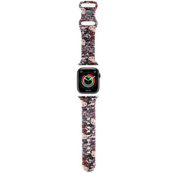 Hello Kitty Silicone Tags Graffiti -ranneke Apple Watch 42mm / 41mm / 40mm / 38mm -sarjalle, Pinkki