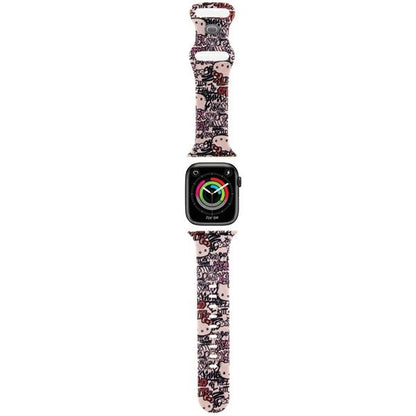 Hello Kitty Silicone Tags Graffiti -ranneke Apple Watch 42mm / 41mm / 40mm / 38mm -sarjalle, Pinkki