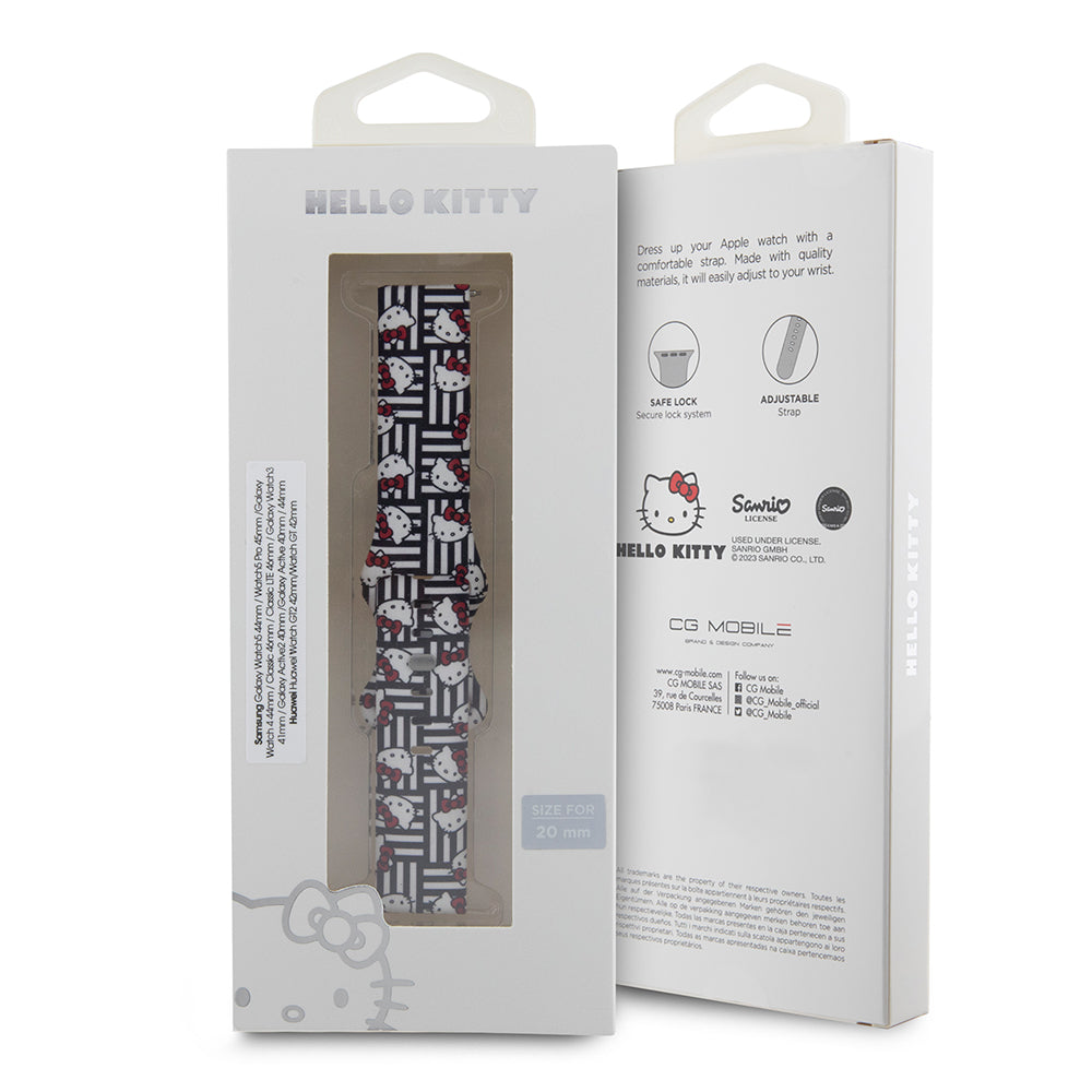 Hello Kitty Silicone Tags Graffiti -ranneke Samsung Galaxy Watch / Huawei Watch Series -kelloille, Musta