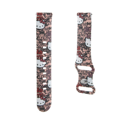 Hello Kitty Silicone Tags Graffiti -ranneke Samsung Galaxy Watch / Huawei Watch Series, Vaaleanpunainen