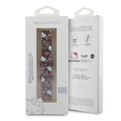 Hello Kitty Silicone Tags Graffiti -ranneke Samsung Galaxy Watch / Huawei Watch Series, Vaaleanpunainen