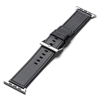 Ringke Leather One -ranneke Apple Watch 49mm / 46mm / 45mm / 44mm / 42mm -sarjalle, Musta