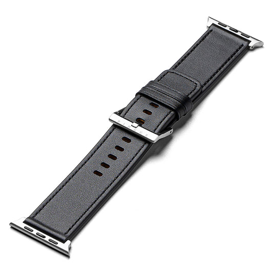 Ringke Leather One -ranneke Apple Watch 49mm / 46mm / 45mm / 44mm / 42mm -sarjalle, Musta