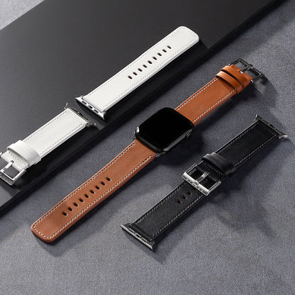 Ringke Leather One -ranneke Apple Watch 49mm / 46mm / 45mm / 44mm / 42mm -sarjalle, Musta