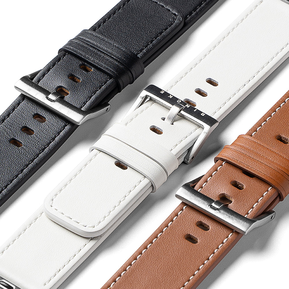 Ringke Leather One -ranneke Apple Watch 49mm / 46mm / 45mm / 44mm / 42mm -sarjalle, Musta