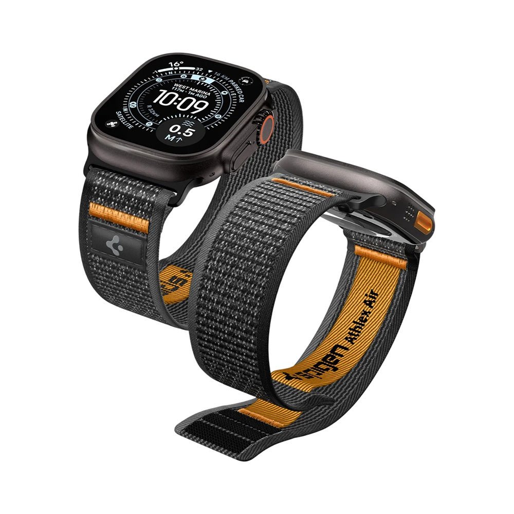 Spigen Athlex Air 2 -ranneke Apple Watch 49mm / 46mm / 45mm / 44mm -sarjalle, oranssi AMP10607
