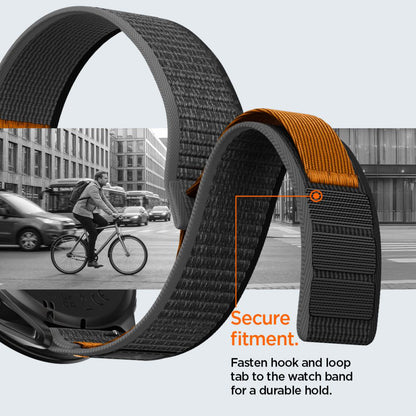Spigen Athlex Air 2 -ranneke Garmin Watch Venu / Forerunner -sarjalle, 22 mm, musta oranssi AMP11425
