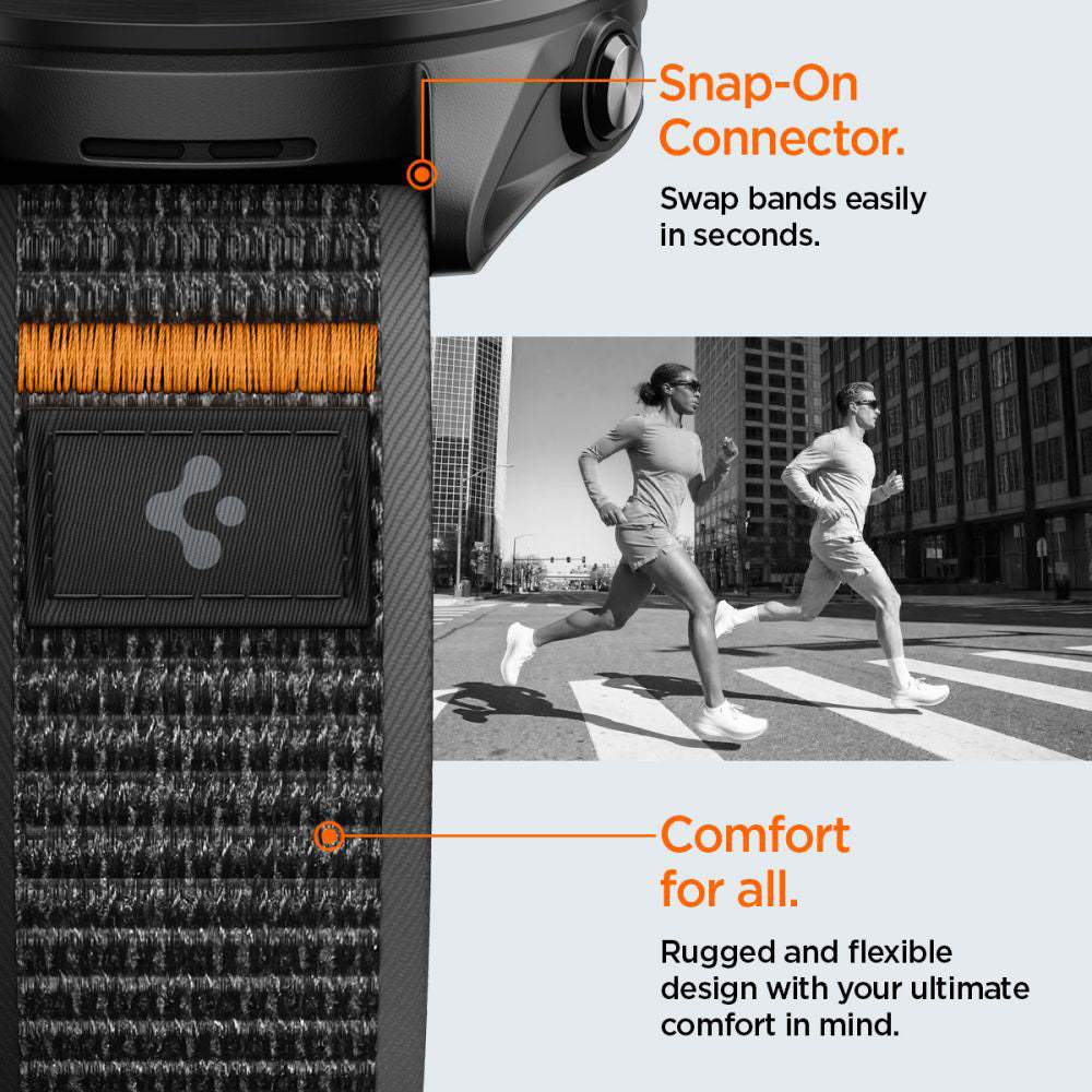 Spigen Athlex Air 2 -ranneke Garmin Watch Venu / Forerunner -sarjalle, 22 mm, musta oranssi AMP11425
