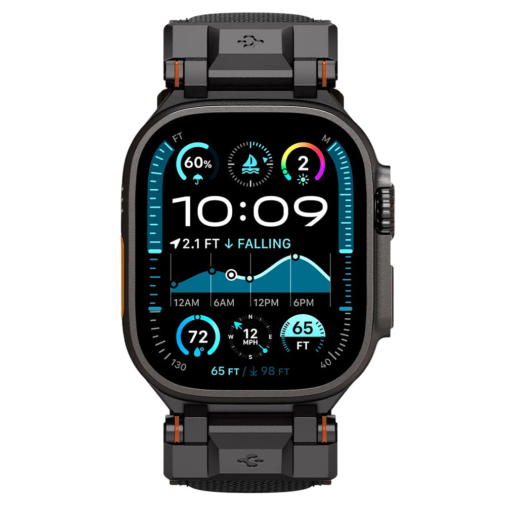 Spigen DuraPro Armor -ranneke Apple Watch 49mm / 46mm / 45mm / 44mm / 42mm -sarjoille, musta AMP06065