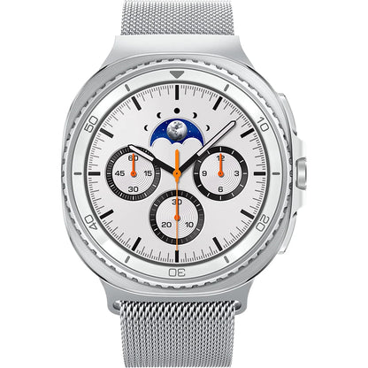 Spigen Metal Fit -ranneke Samsung Galaxy Watch9 / Watch8 / Watch8 Classic -sarjalle, hopea AMP10121