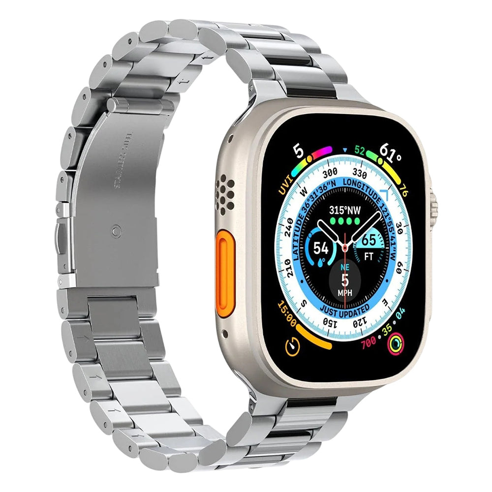 Spigen Modern Fit 316L ranneke Apple Watch 49mm / 46mm / 45mm / 44mm / 42mm sarjoille, hopea AMP06356