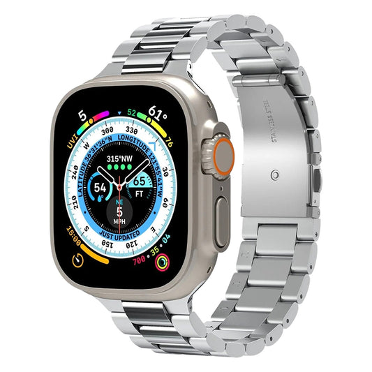 Spigen Modern Fit 316L ranneke Apple Watch 49mm / 46mm / 45mm / 44mm / 42mm sarjoille, hopea AMP06356