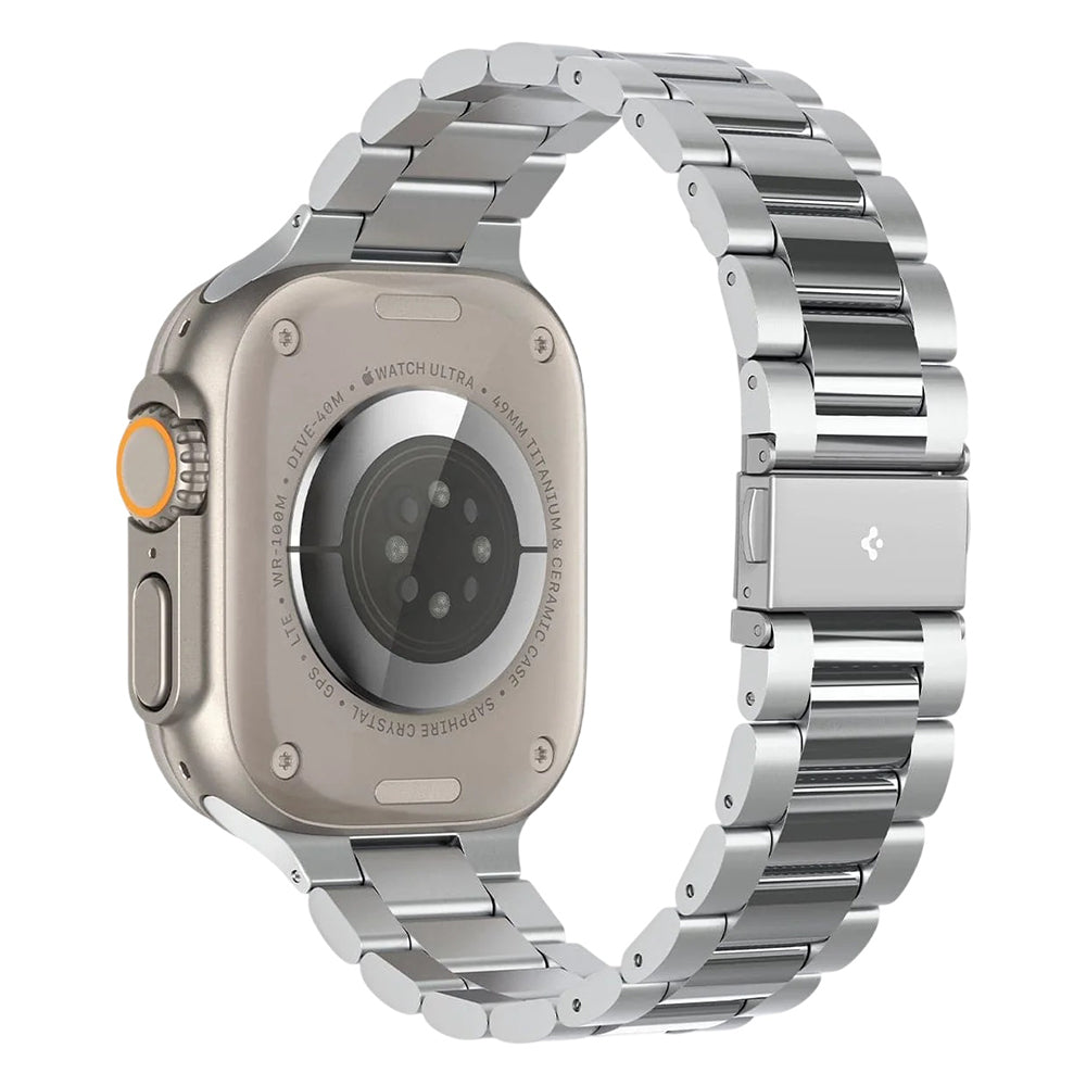 Spigen Modern Fit 316L ranneke Apple Watch 49mm / 46mm / 45mm / 44mm / 42mm sarjoille, hopea AMP06356