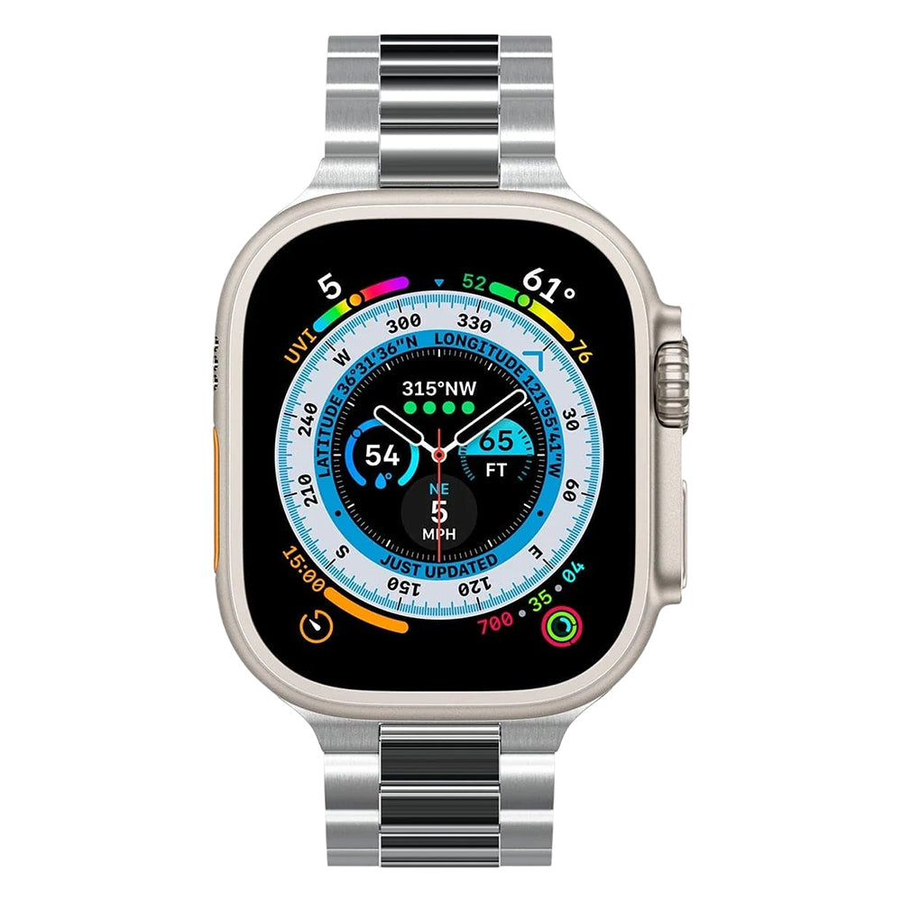 Spigen Modern Fit 316L ranneke Apple Watch 49mm / 46mm / 45mm / 44mm / 42mm sarjoille, hopea AMP06356