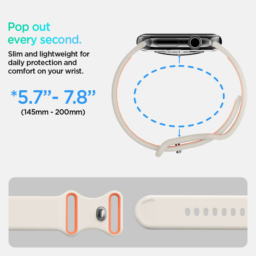 Spigen Nano Pop -ranneke Apple Watch 42mm / 41mm / 40mm / 38mm -sarjalle, Beige