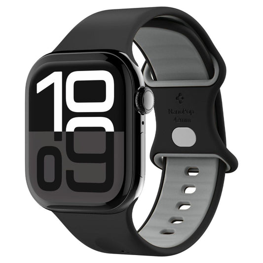 Spigen Nano Pop -ranneke Apple Watch 42mm / 41mm / 40mm / 38mm -sarjalle, Musta