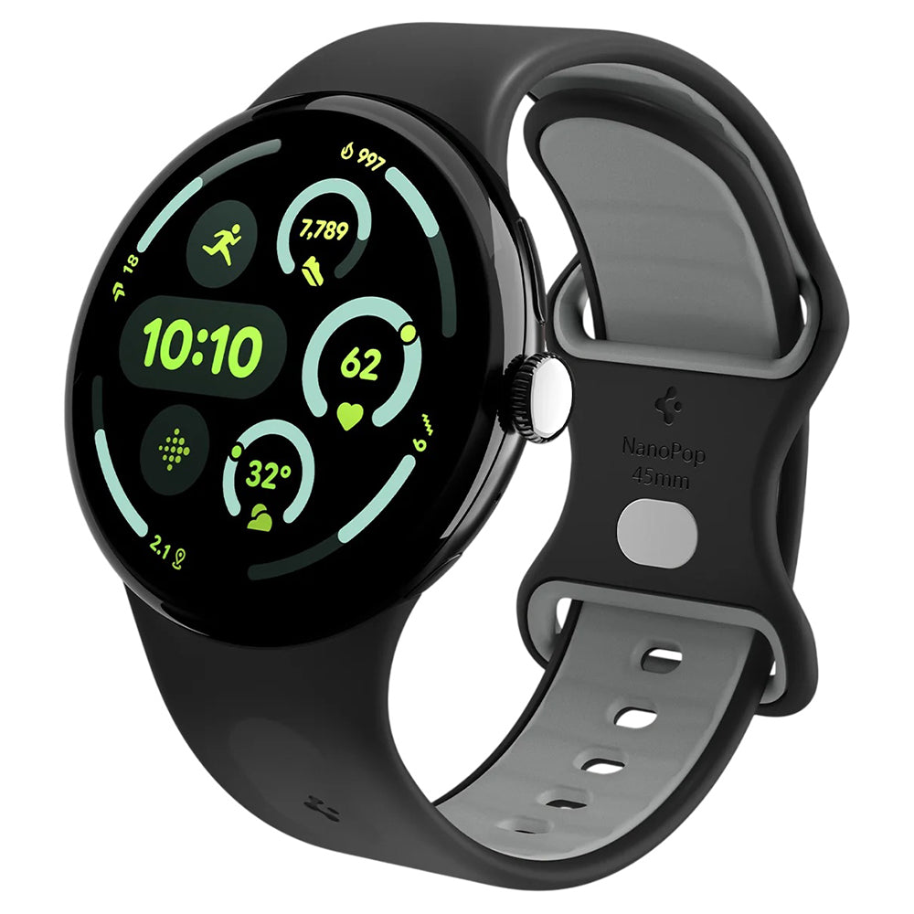 Spigen Nano Pop -ranneke Google Pixel Watch 45 mm -sarjalle, musta AMP09491