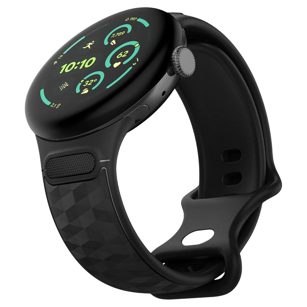 Spigen Parallax -ranneke Google Pixel Watch 45mm -sarjalle, Matta Musta AMP10192