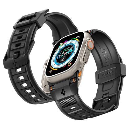 Spigen Rugged ranneke Apple Watch 49mm / 46mm / 45mm / 44mm / 42mm -sarjoille, musta AMP07105