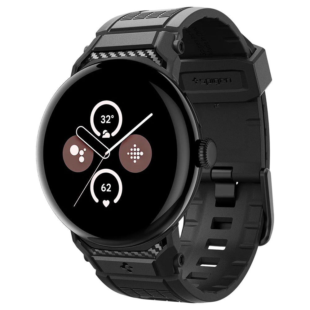 Spigen Rugged -ranneke Google Pixel Watch 41mm -sarjalle, musta AMP07556