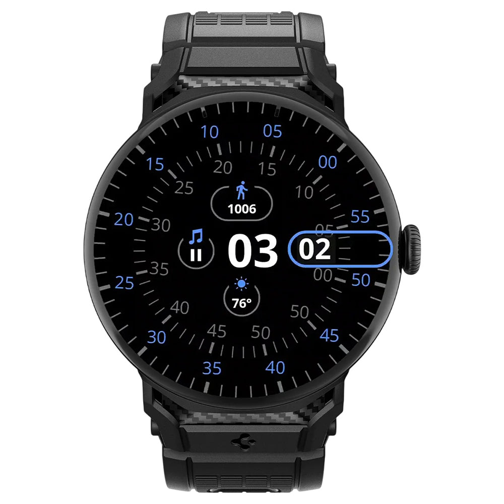 Spigen Rugged -ranneke Google Pixel Watch 41mm -sarjalle, musta AMP07556