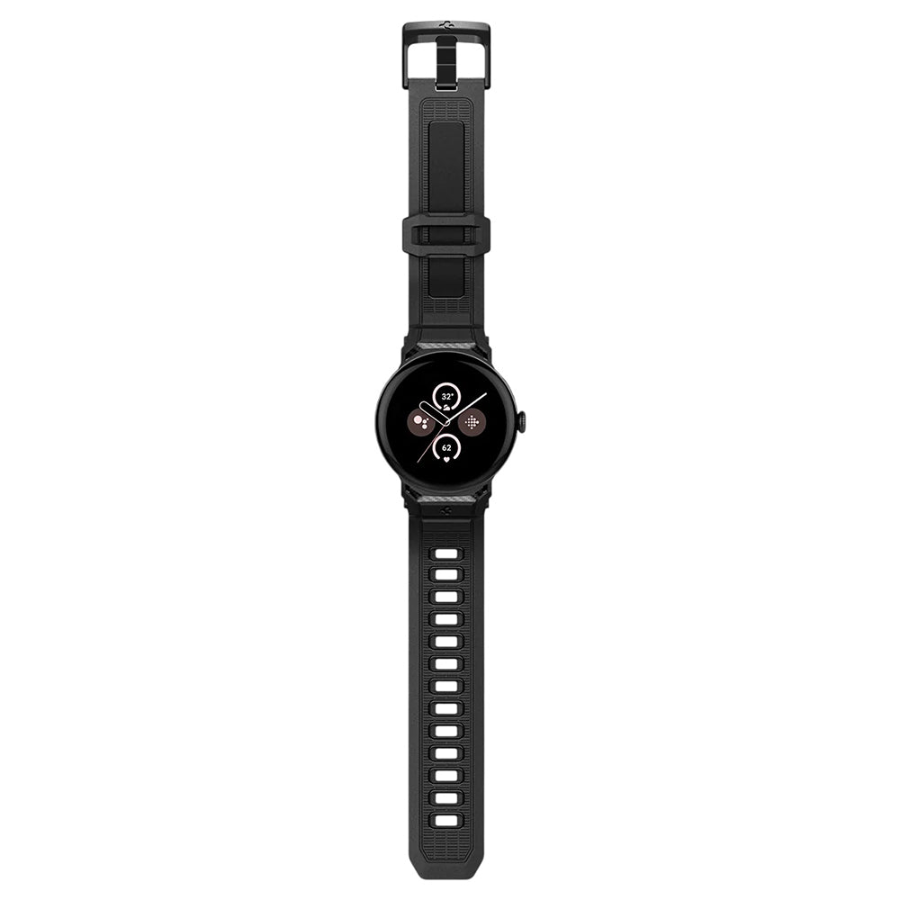 Spigen Rugged -ranneke Google Pixel Watch 41mm -sarjalle, musta AMP07556