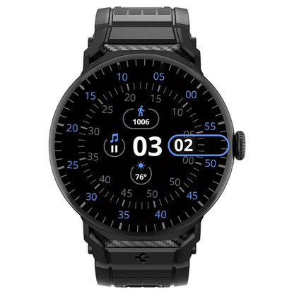 Spigen Rugged -ranneke Google Pixel Watch 45mm -sarjalle, Musta AMP07600