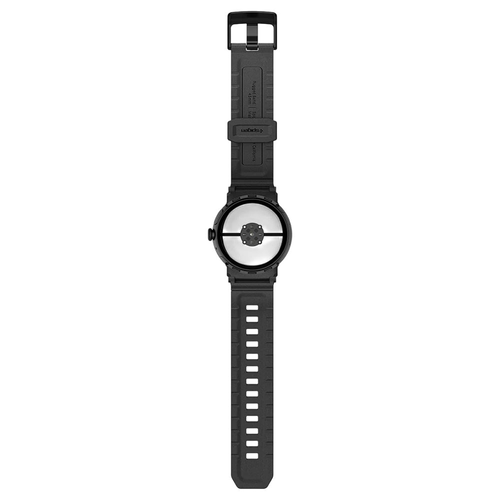 Spigen Rugged -ranneke Google Pixel Watch 45mm -sarjalle, Musta AMP07600