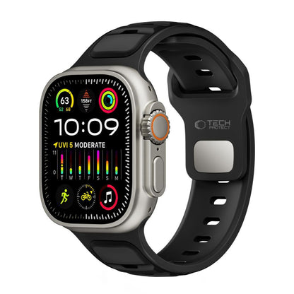 Tech-Protect Iconband Line -ranneke Apple Watch 49mm / 46mm / 45mm / 44mm -sarjoille, Musta