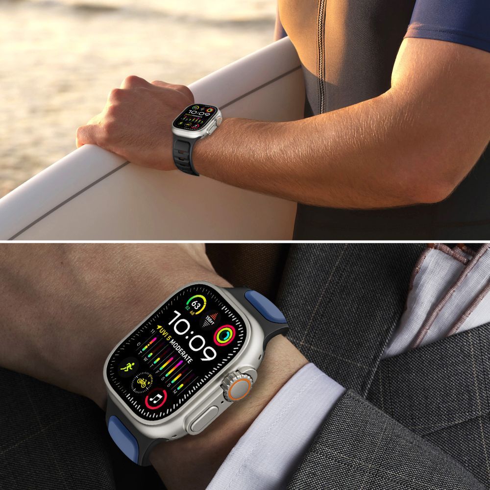 Tech-Protect Iconband Line -ranneke Apple Watch 49mm / 46mm / 45mm / 44mm -sarjoille, Musta