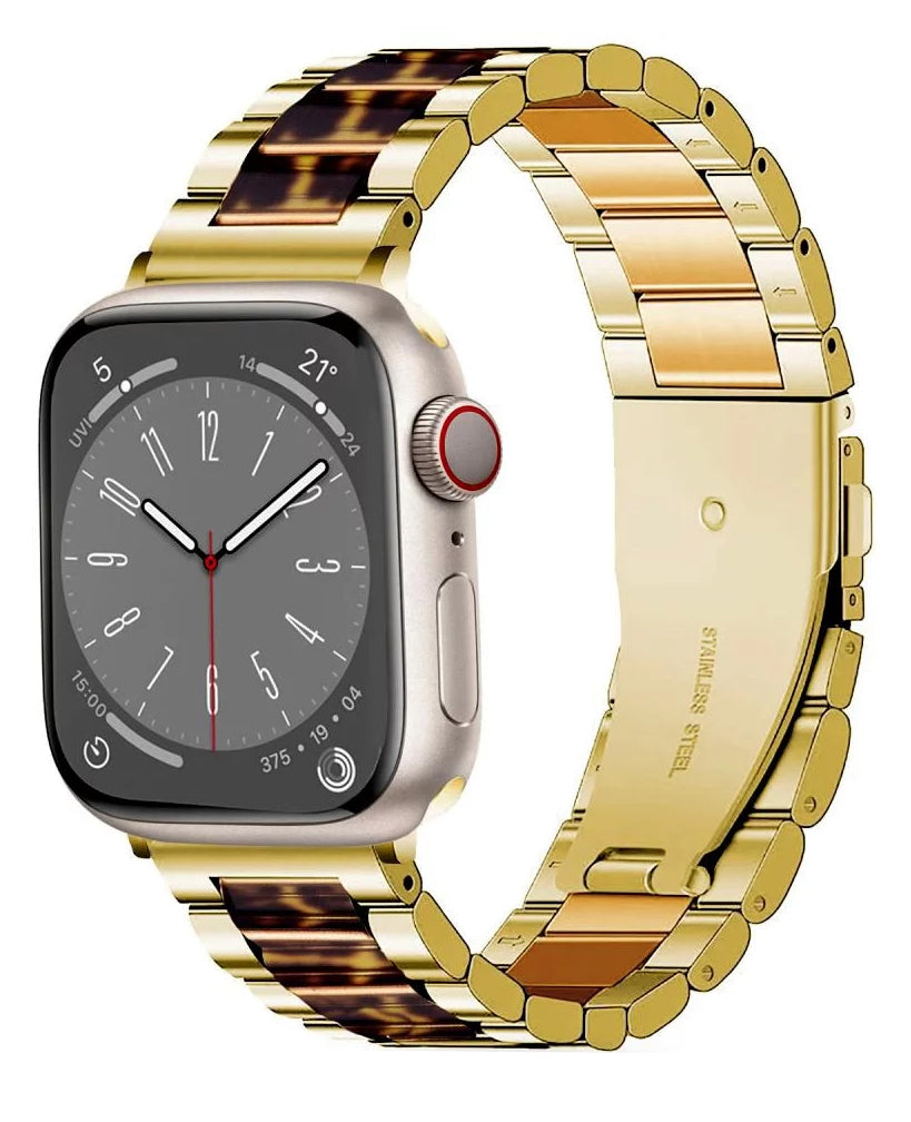 Tech-Protect Modern Leopard -ranneke Apple Watch 42mm / 41mm / 40mm -sarjalle, Kultainen
