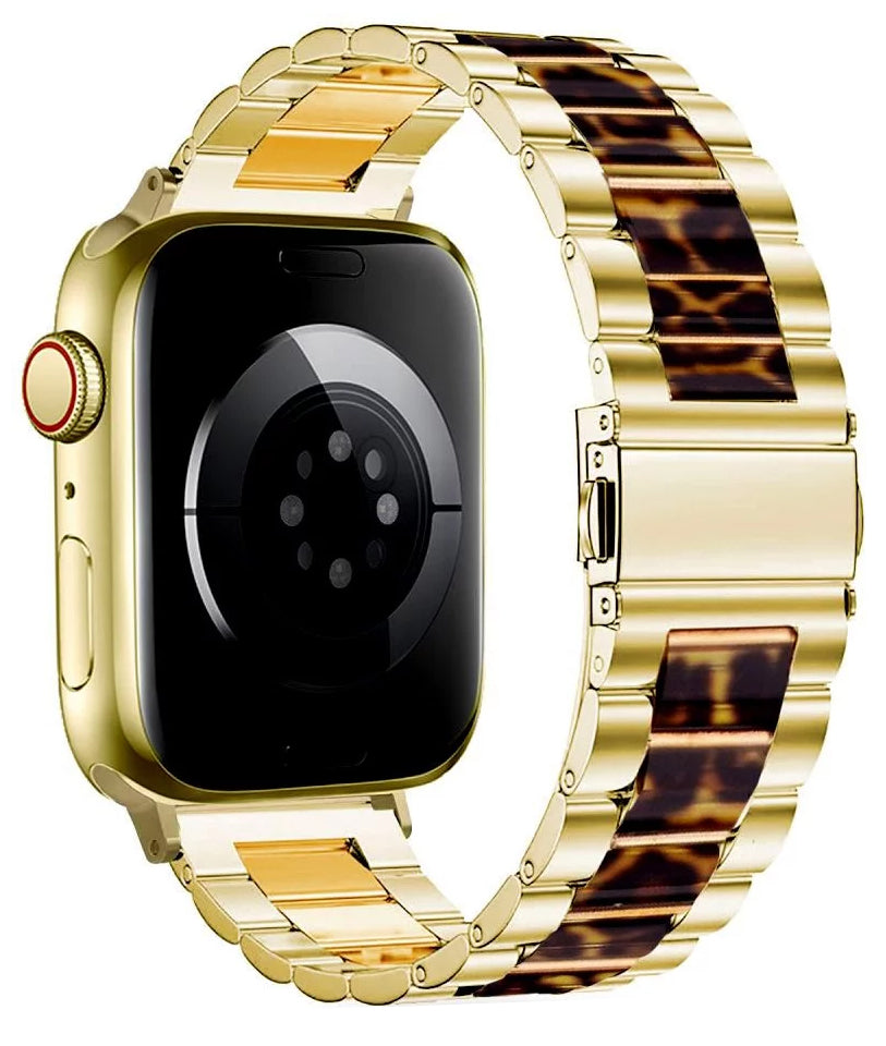 Tech-Protect Modern Leopard -ranneke Apple Watch 42mm / 41mm / 40mm -sarjalle, Kultainen