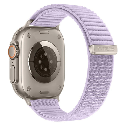Tech-Protect NylonLoop -ranneke Apple Watchille, 49 mm / 46 mm / 45 mm / 44 mm, violetti