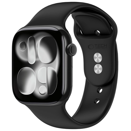 Tech-Protect silikoniranneke Apple Watch 49mm / 46mm / 45mm / 44mm -sarjoille, musta