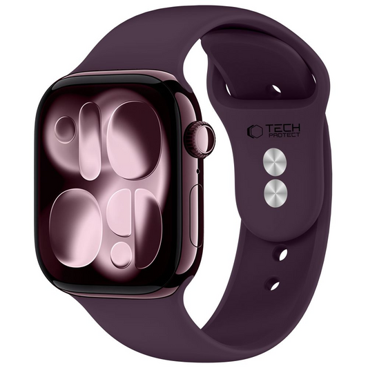 Tech-Protect silikoniranneke Apple Watch 49mm / 46mm / 45mm / 44mm -sarjoille, viininpunainen