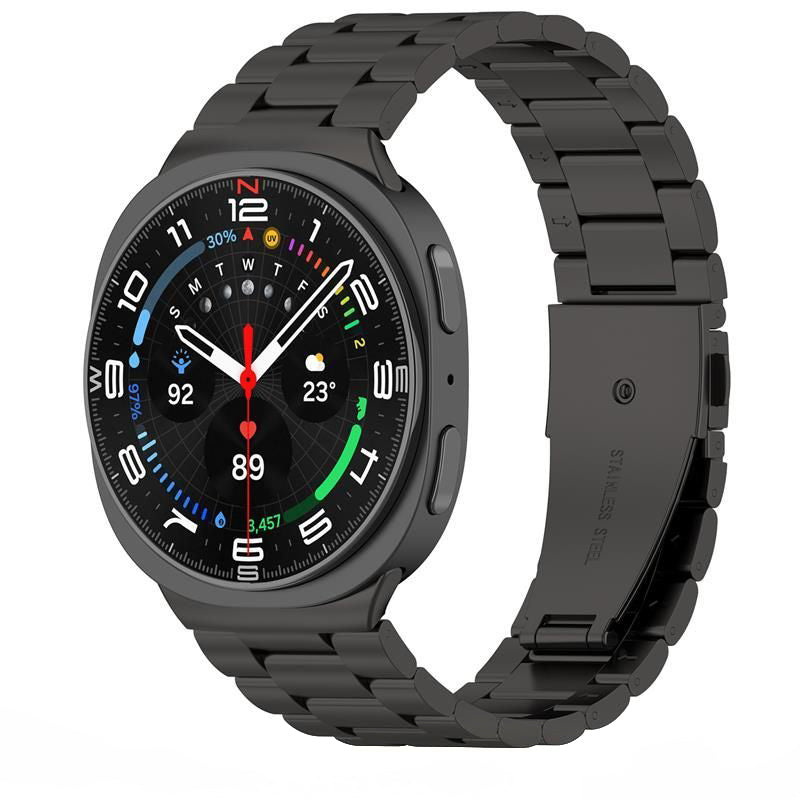 Tech-Protect Stainless -ranneke Samsung Galaxy Watch8 / Watch8 Classic -sarjaan, Musta