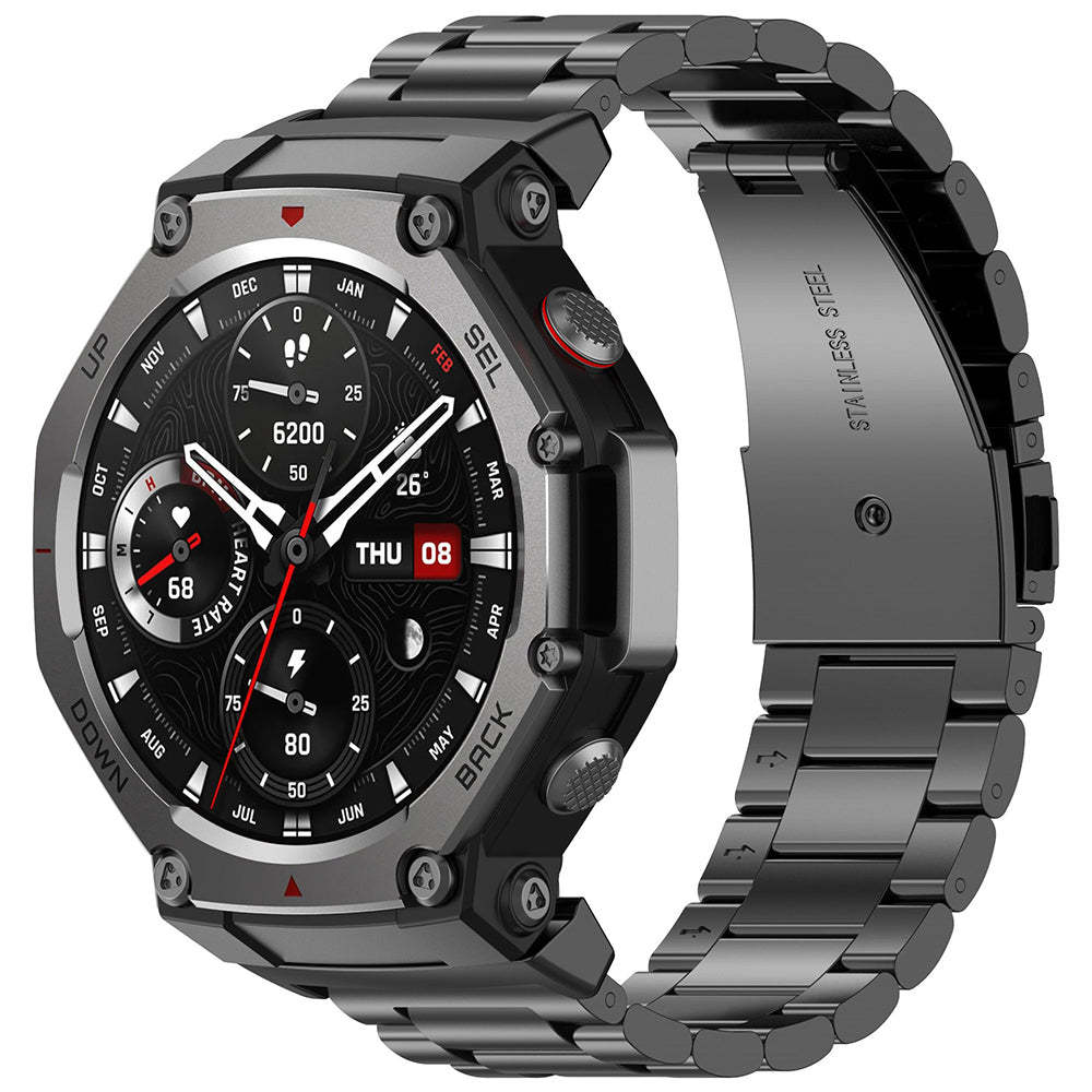 Techsuit W010 -ranneke Amazfit T-Rex 3:lle, Musta