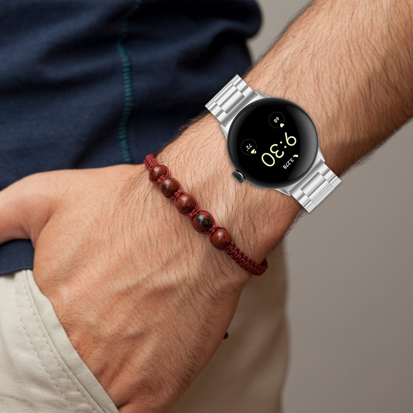 Techsuit W010 -ranneke Google Pixel Watch 4 45mm -kelloon, Musta