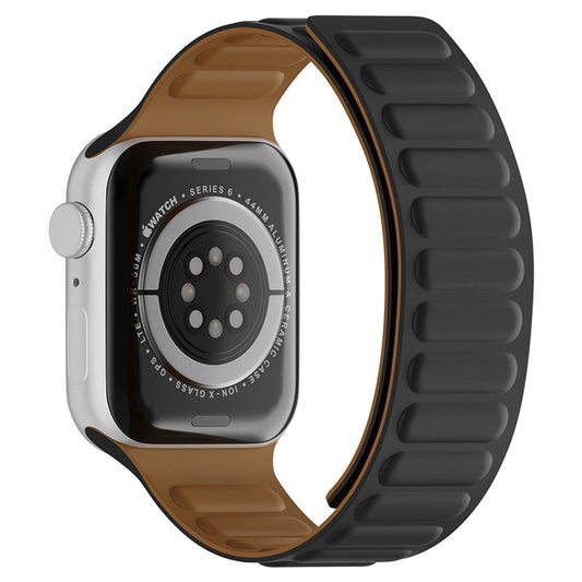 Techsuit W035 -ranneke Apple Watch 49mm / 46mm / 45mm / 44mm / 42mm -sarjoille, Musta