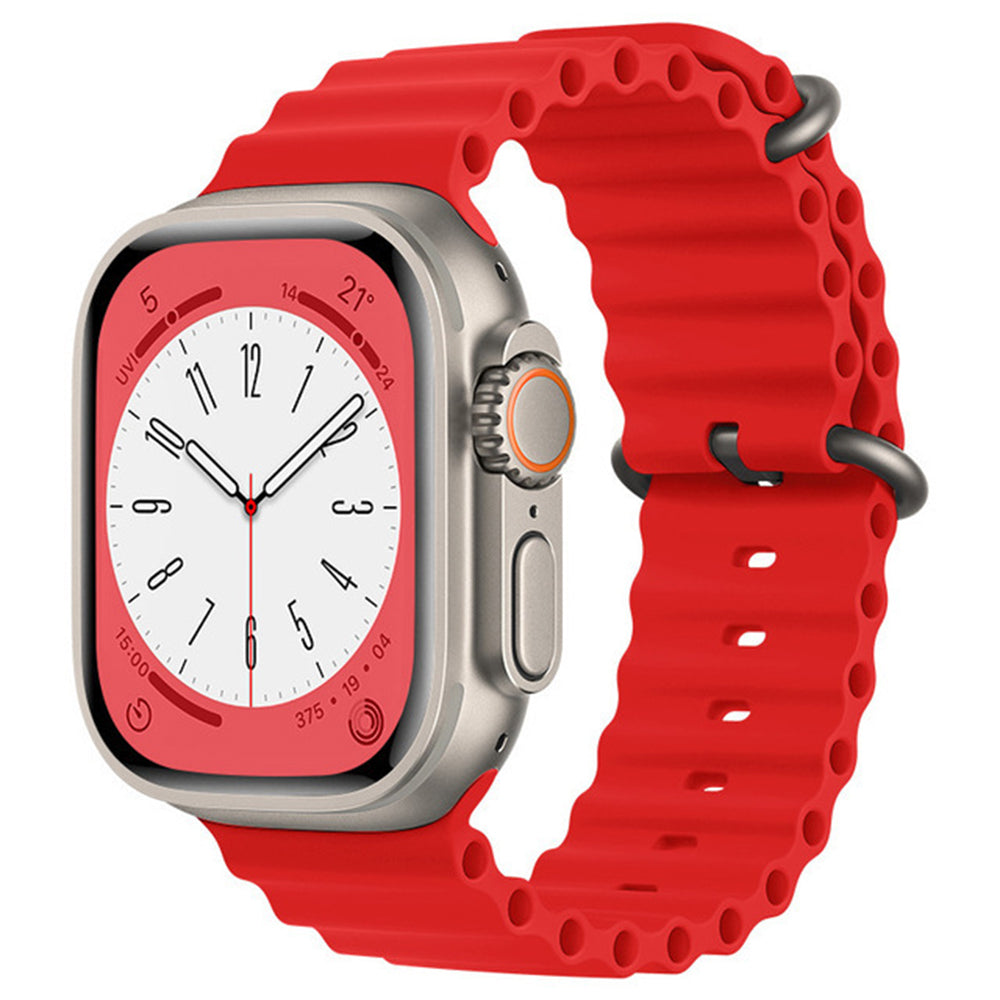 Techsuit W038 -ranneke Apple Watch 49mm / 46mm / 45mm / 44mm / 42mm -sarjoille, Punainen