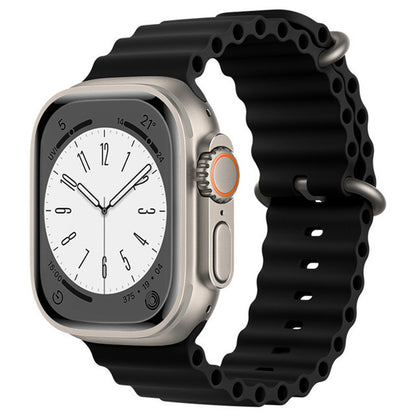 Techsuit W038 -ranneke Apple Watch 49mm / 46mm / 45mm / 44mm / 42mm -sarjoille, Musta