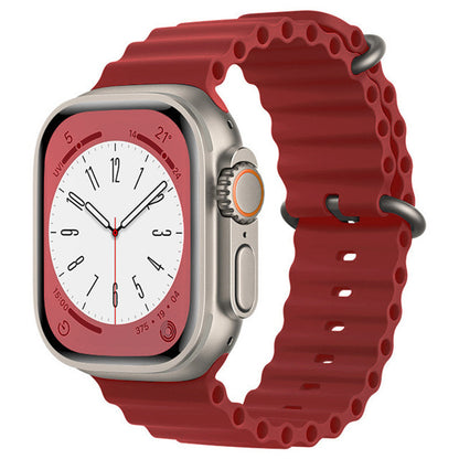Techsuit W038 -ranneke Apple Watch 49mm / 46mm / 45mm / 44mm / 42mm -sarjoille, Tummanpunainen