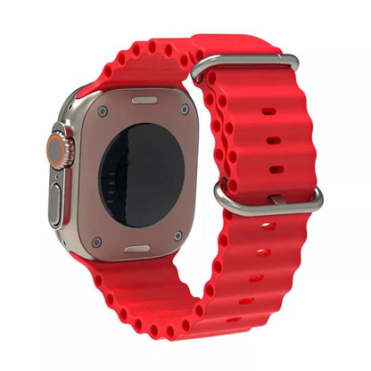 Techsuit W038 -ranneke Apple Watch 49mm / 46mm / 45mm / 44mm / 42mm -sarjoille, Tummanpunainen