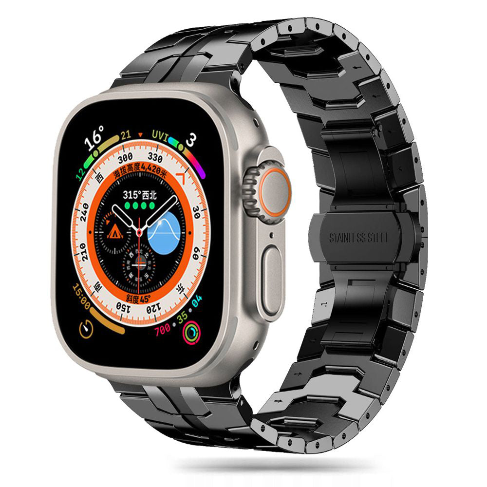 Techsuit W063 -ranneke Apple Watch 49mm / 46mm / 45mm / 44mm / 42mm -sarjoille, Musta