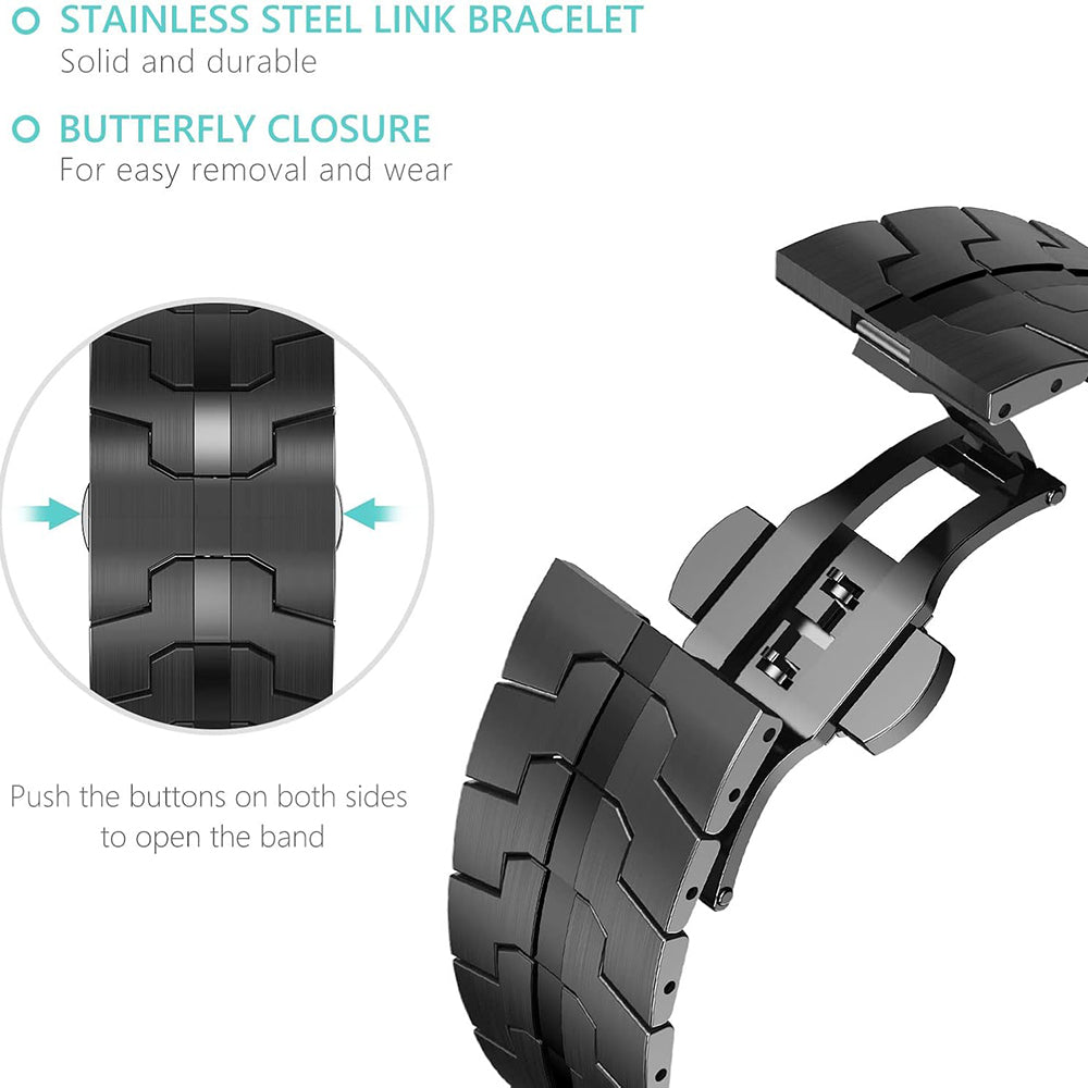 Techsuit W063 -ranneke Apple Watch 49mm / 46mm / 45mm / 44mm / 42mm -sarjoille, Musta