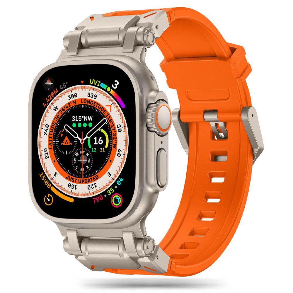 Techsuit W064 -ranneke Apple Watch 49mm / 46mm / 45mm / 44mm / 42mm -sarjoille, Hopeanoranssi