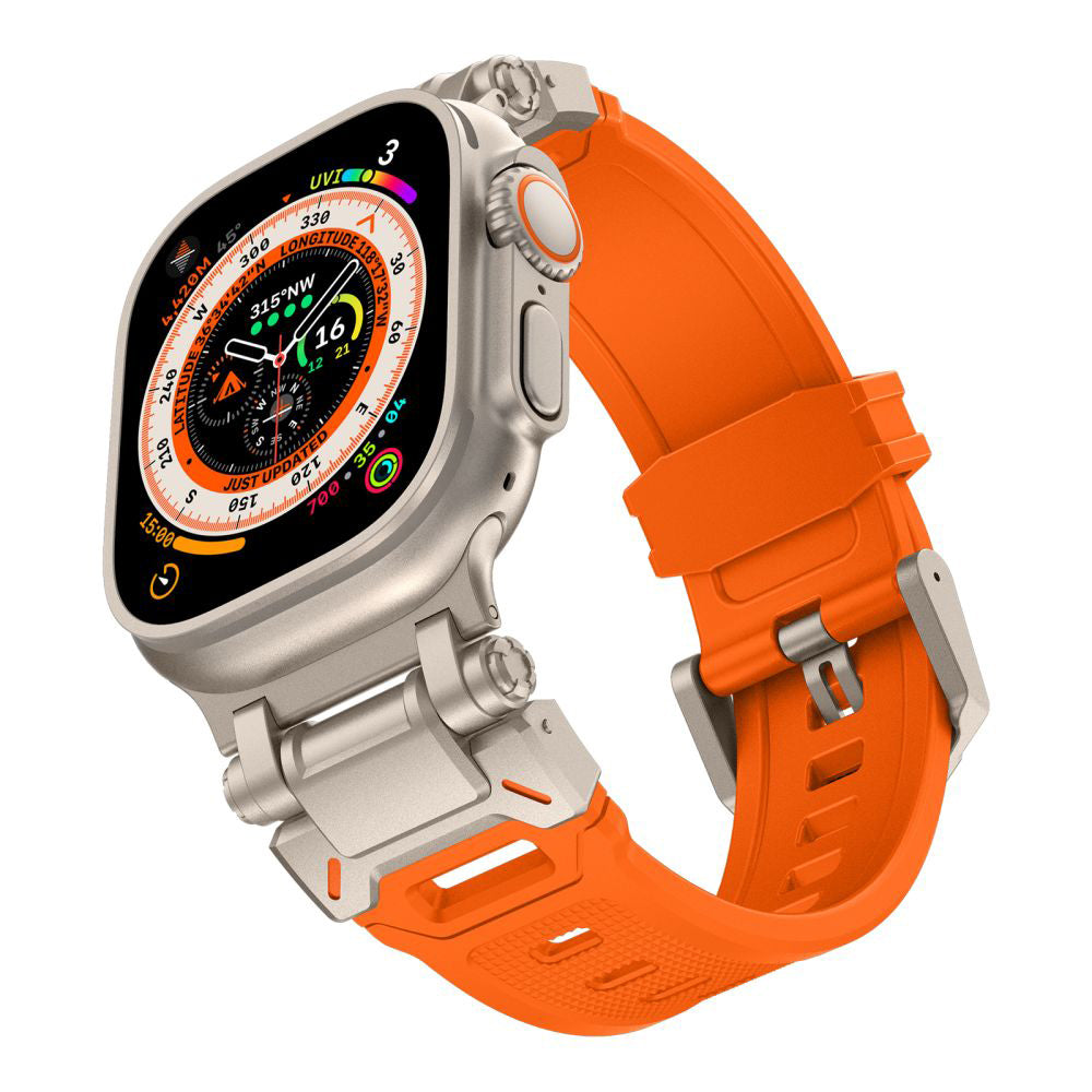 Techsuit W064 -ranneke Apple Watch 49mm / 46mm / 45mm / 44mm / 42mm -sarjoille, Hopeanoranssi