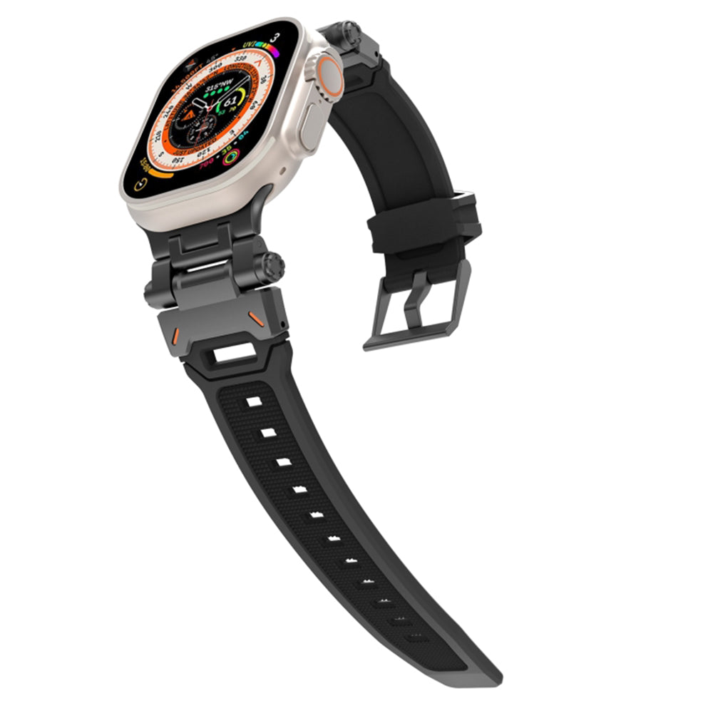 Techsuit W064 ranneke Apple Watch 49mm / 46mm / 45mm / 44mm / 42mm sarjoille, musta