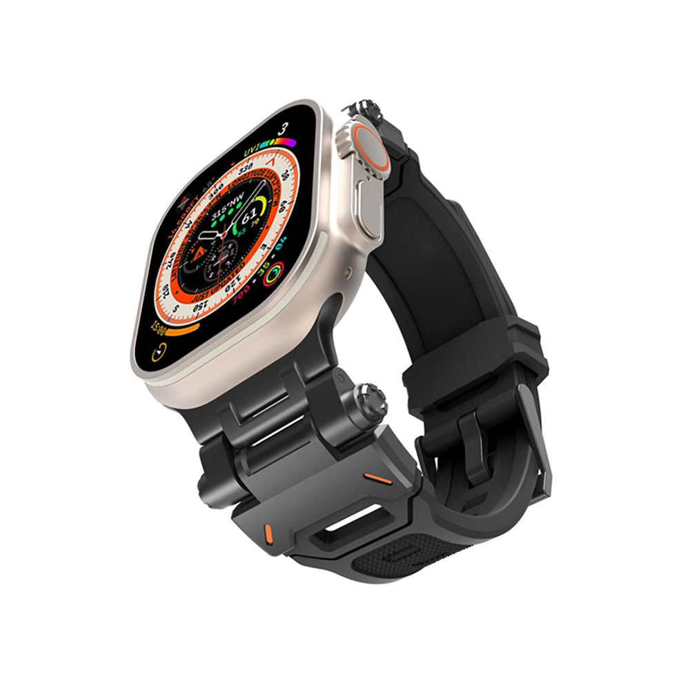 Techsuit W064 ranneke Apple Watch 49mm / 46mm / 45mm / 44mm / 42mm sarjoille, musta